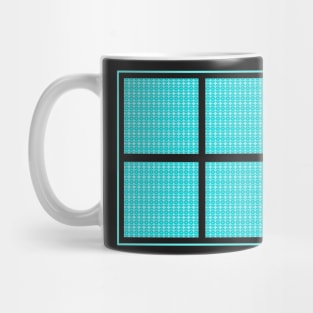 Stars Dressed in Blue. A funky retro geometric pattern in aqua and teal. Mug